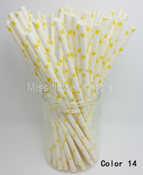 25 stuks papieren rietjes met sterpatroon, drinkrietje voor bruiloft, feest, verjaardagsdecoratie, kleur 14