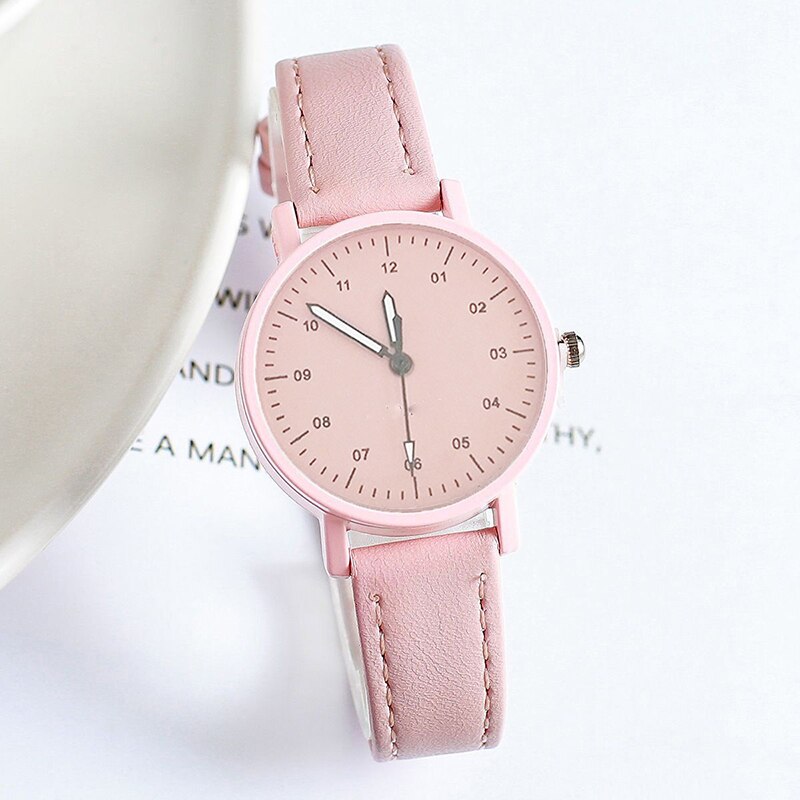 Mode Minimalistische Quartz Horloge Met Pu Lederen Band Ronde Dial Polshorloge Voor Casual Dagelijkse Kantoor Voor Vrouwen Lxh