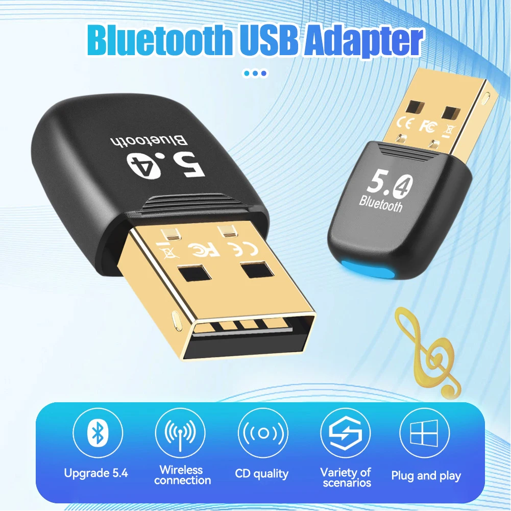 20M Bluetooth 5.4 Adapter Gratis Driver USB Bluetooth Dongle Adapter voor PC Windows 11/10/8.1 Muis toetsenbord Audio Ontvanger