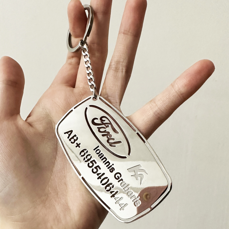 Personalisierter Namens-Schlüsselanhänger für Auto-Logo-Platte, Telefonnummer, personalisiertes , Anti-Verlust-Schlüsselanhänger, Ring