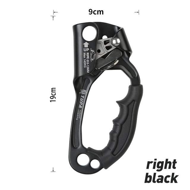 Arrampicata all&#39;aperto dispositivo professionale per arrampicata a mano alpinista maniglia Ascender mano sinistra strumenti per arrampicata a mano destra: Black