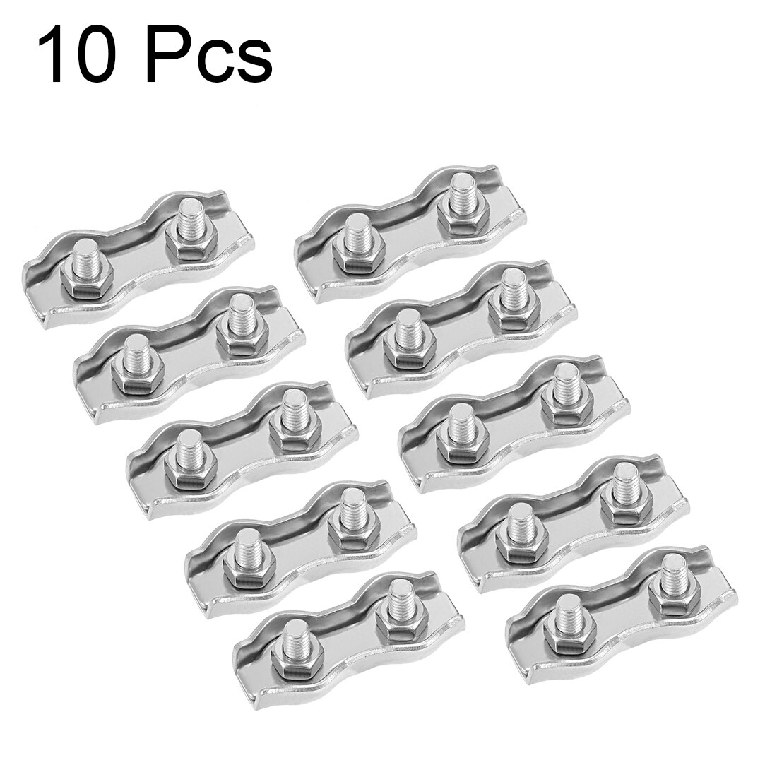 uxcell Stainless Steel Duplex Wire Rope Clip Cable Clamp Suit for 1.5-2mm -10pcs