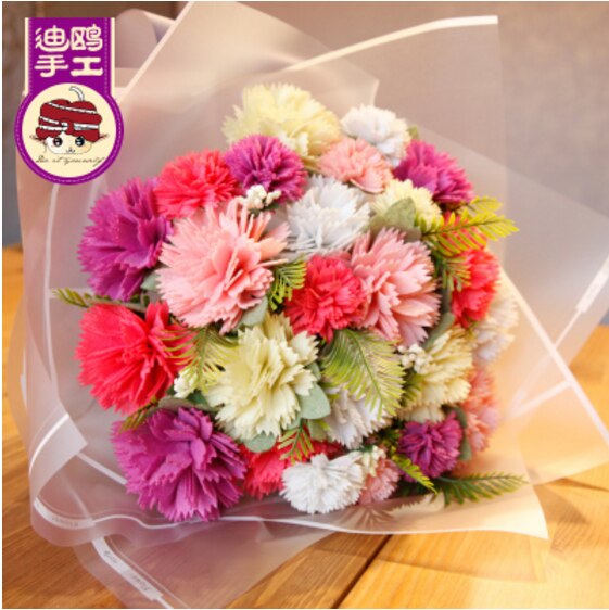 1pc ramo de flores artificial Kit de fieltro tela no tejida material de embalaje DIY artesanía costura de cumpleaños decoración para el hogar: 6