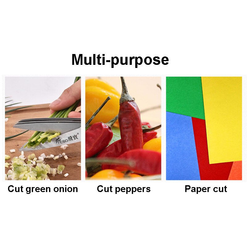 Herb Scissors with 5 Blades and Cover, Herb Scissors, Multipurpose Cutting Herb Stripper, Kitchen Shears Dishwasher Safe