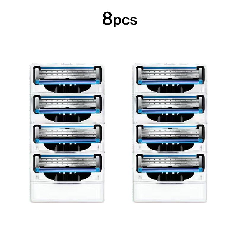 Fit All Mach3 8pcs Razor Blades Men Shaving Razor Blade For Men Face Hair Remova Sharp 3-Layer Shaver Blade: 8 blade