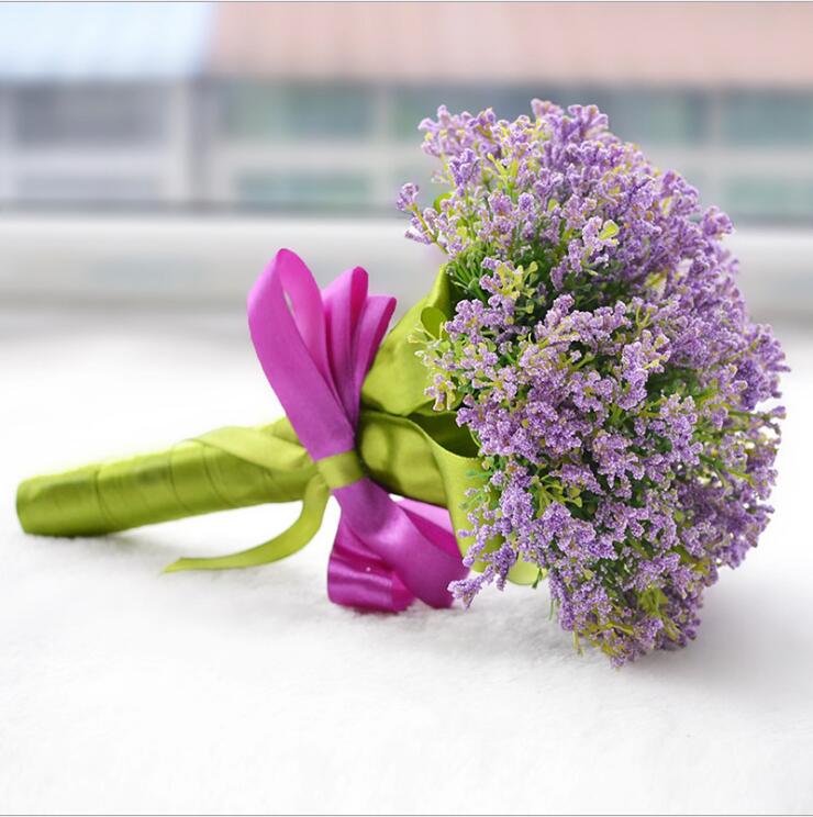 NZUK boda Bouque hecho a mano seda satén Rosa Flores boda novia ramo Artificial novia ramo SPH01