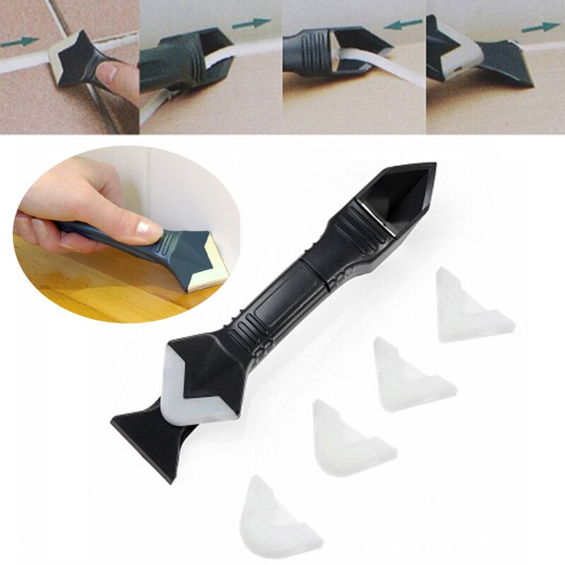3In1 Silicone Remover Caulk Finisher Sealant Smooth Scraper Grout Kit Tools Plastic Hand Tools Set Accessories Scraper