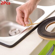2Pcs Kitchen Gas Stove Gap Sealing Adhesive Tape Anti Flouring Dust Proof Waterproof Sink Stove Crack Strip Gap Sealing#X