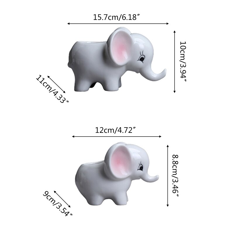 Pot de fleurs en céramique, Animal de dessin animé éléphant Succulent bonsaï, jardinière pour jardin intérieur et extérieur, de cour, directe