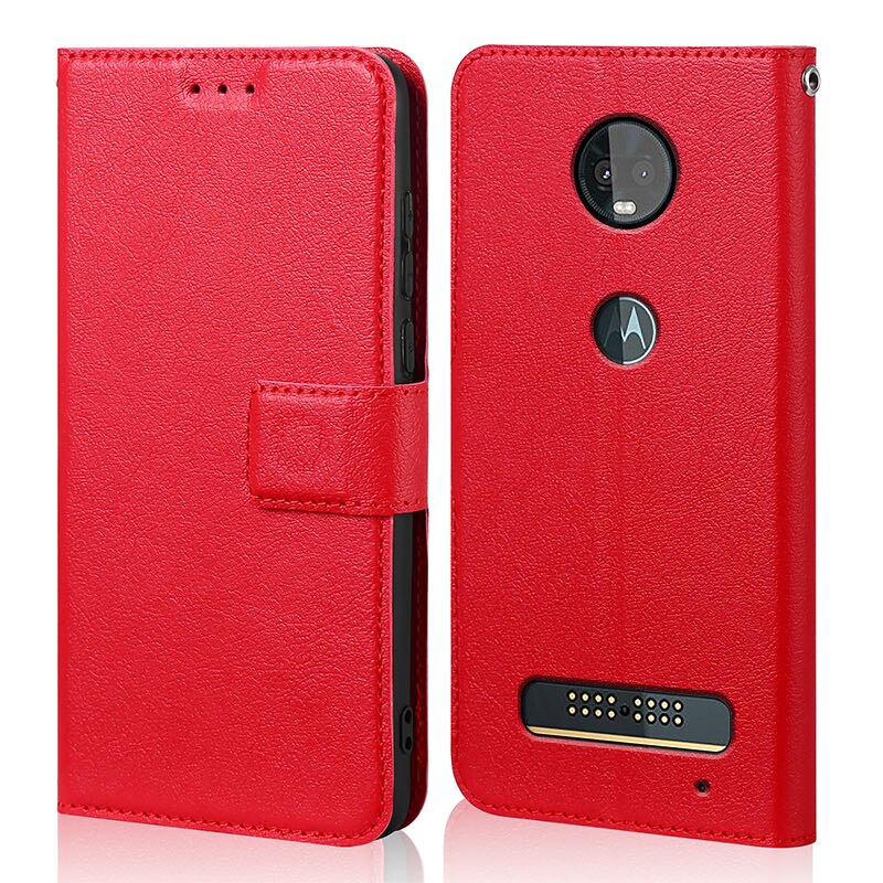 Voor Motorola Moto Z3 Play Case Wallet Leather Phone Case Voor Motorola Moto Z3 Play Case Flip Cover Terug Zak: Red