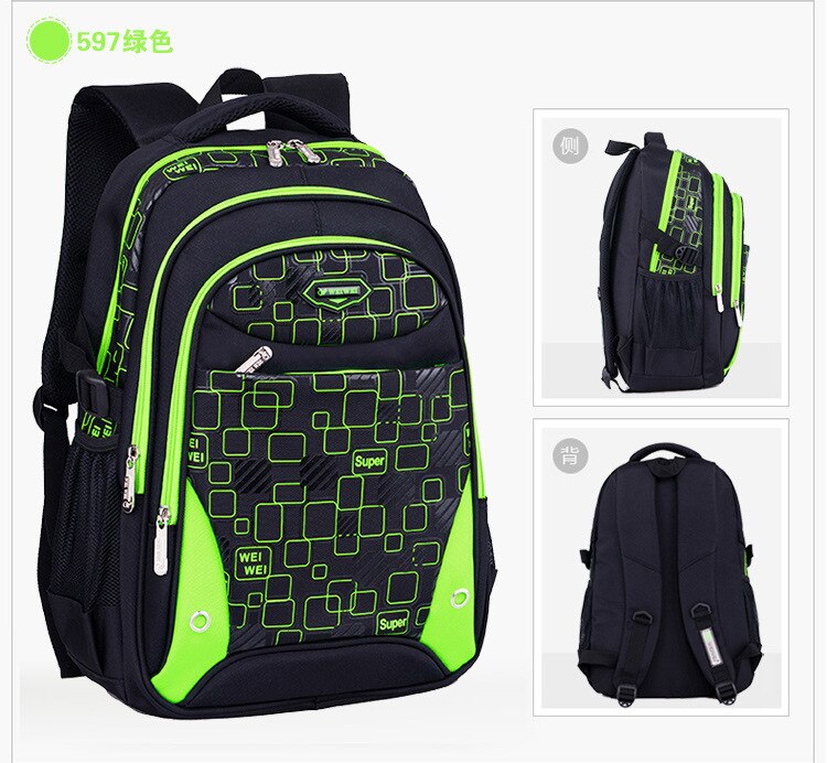 Sac à dos pour enfants, cartable pour garçons et filles, cartable pour les enfants du primaire, cartable pour les enfants,: black green