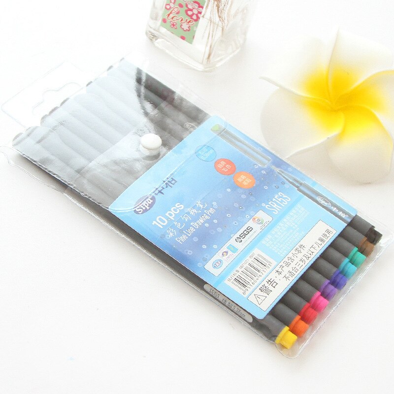 10pcs/set art set line drawing pen manga cartoon advertising water color pens stationery office school supplies 0.38mm