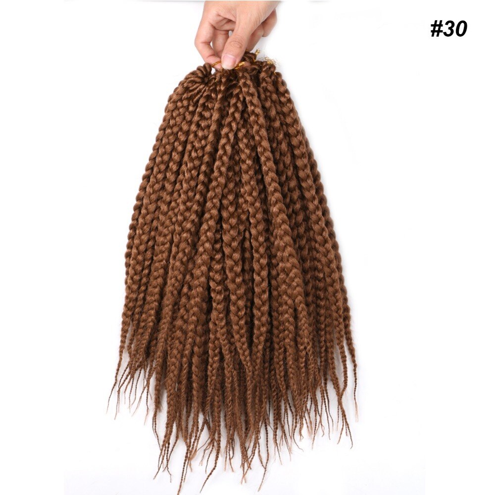 Africa Girl 12" 80g 12Root Kanekalon Crochet Box Braids Synthetic Hair Extensions Pure black bug brown hair for Women: 30