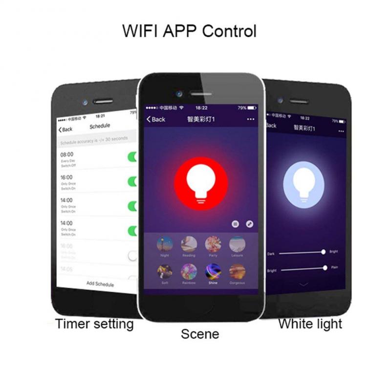 1 stk  gu10 wifi smarte led pærer rgbw 5w lamper lampada app fjernkontroll dimbare lyspærer fungerer med alexa/google/ifttt