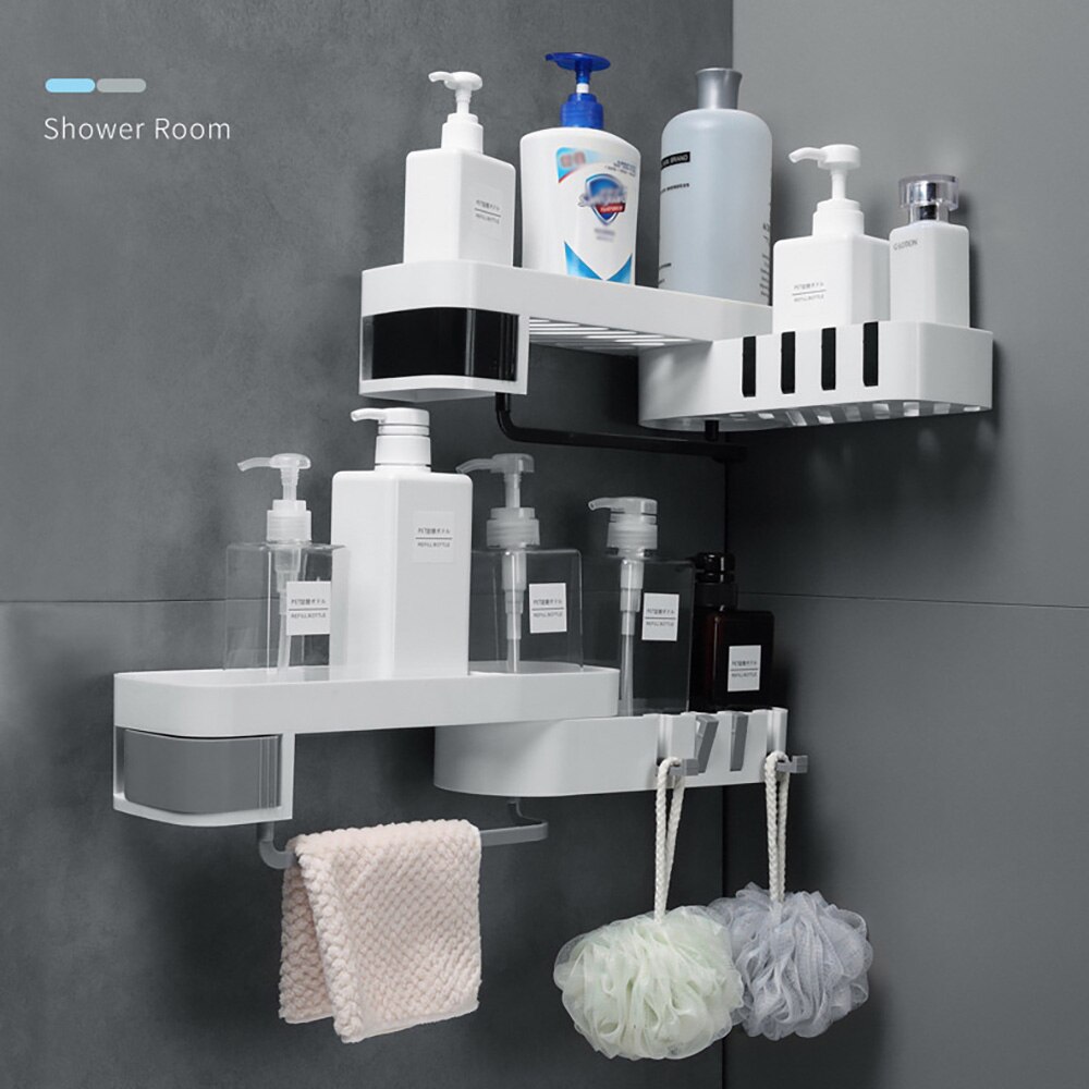 Plastic Badkamer Plank Organisator Snap Hoekkast Caddy Badkamer Hoekkast Douche Opslag Muur Houder Shampoo Houder