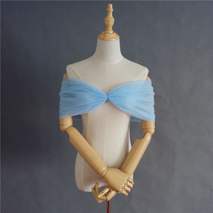 Burgund/Champagner/Blau/Schwarz/Rosa/Grau Einfache Tüll Hochzeit Boleros Schöne Elegante Schal Anzug Für fehlschlag Size80-93cm DJ107: sky blue