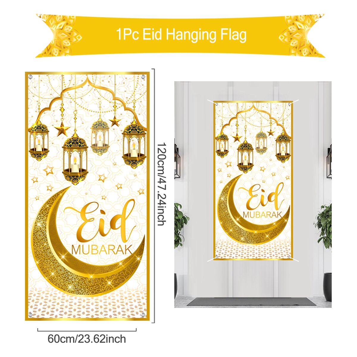 Eid Mubarak Decoration Hanging Flag Ramadan For Home Door Islamic Muslim Party Decor Ramadan Kareem Banner Eid Al-Fitr: plum
