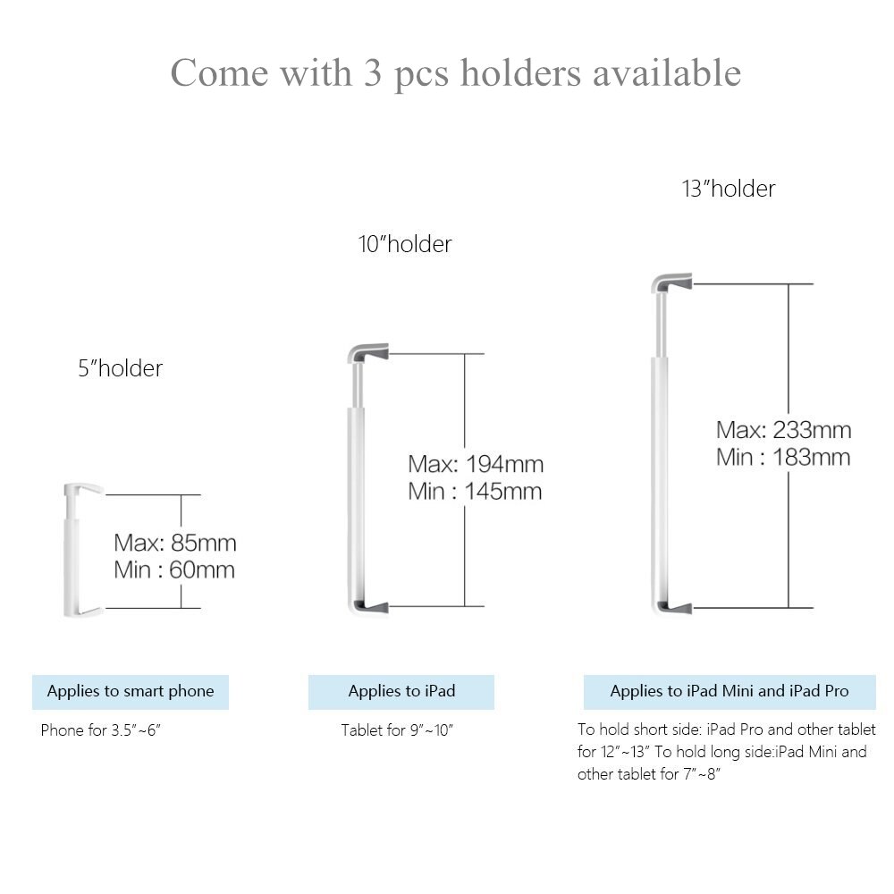 per iPad In piedi letto divano tavoletta supporto da pavimento supporto per cellulare in alluminio regolabile in altezza braccio lungo per Iphone Ipad 4 - 13 pollici