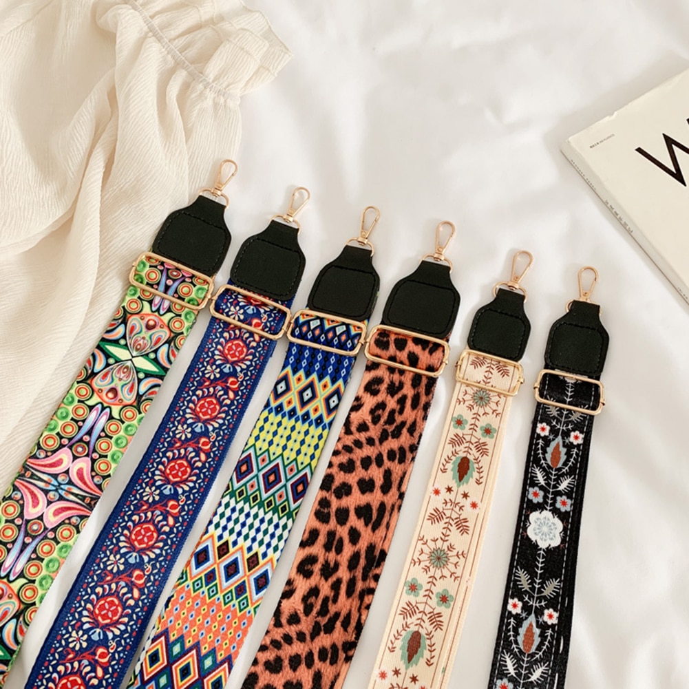 Adjustable Nylon Bag Straps Women Colorful Printing Replacement Wide Strap Shoulder Messenger Handbag Handle Ornaments