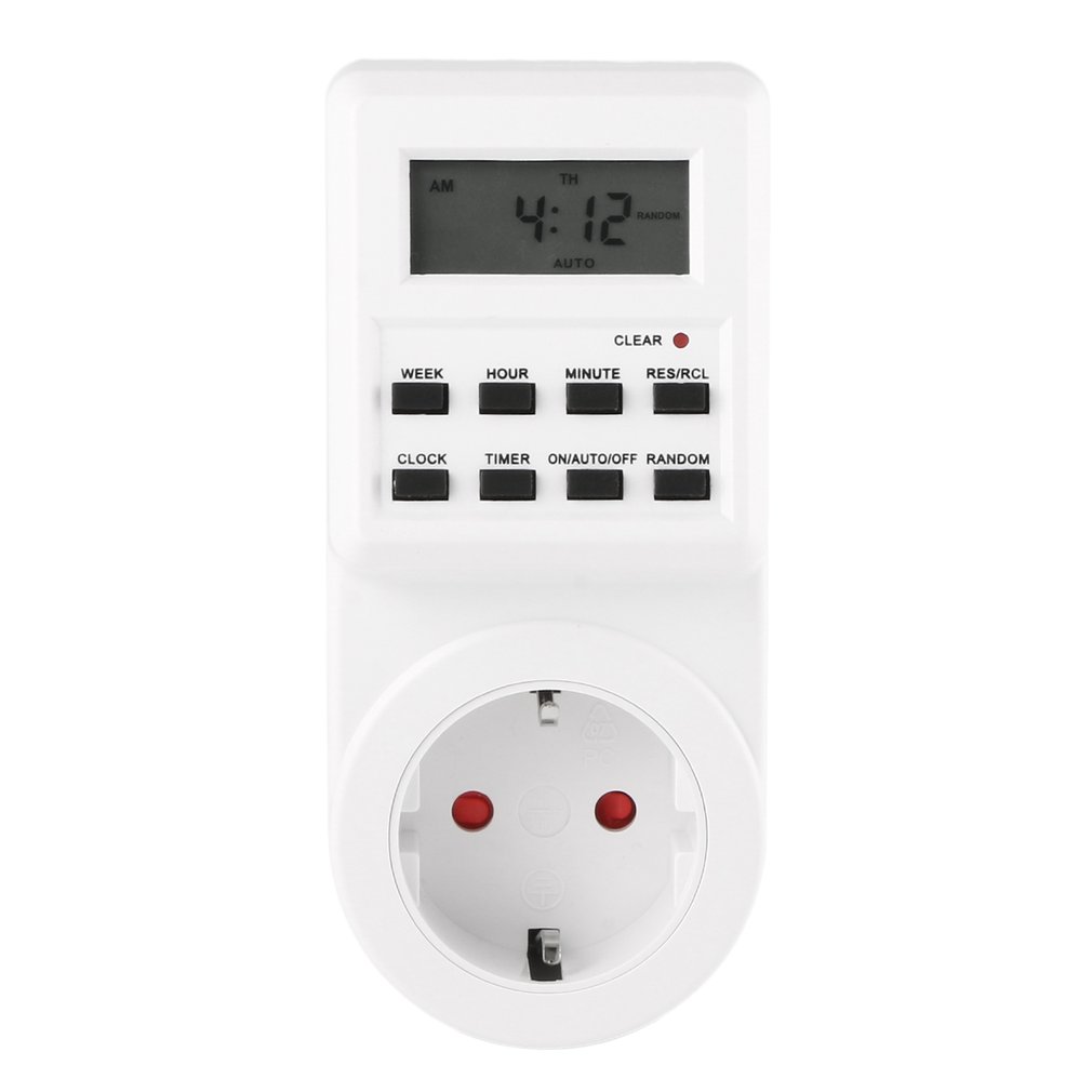 230V Stecker Schalter Buchse Neue Stecker-in Programmierbare Timer Schalter Buchse mit Uhr Sommer Zeit Zufällig Funktion oben