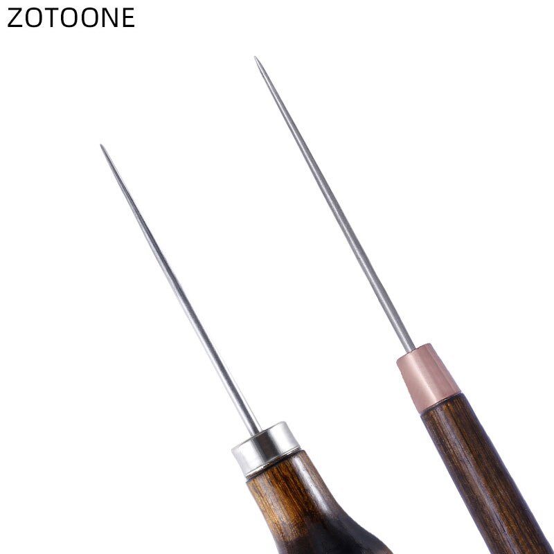 ZOTOONE 1Pc pointu couture manche en bois Awl cône droit simple gourde Awl perceuse positionnement bricolage à la main couture tailleur outils D