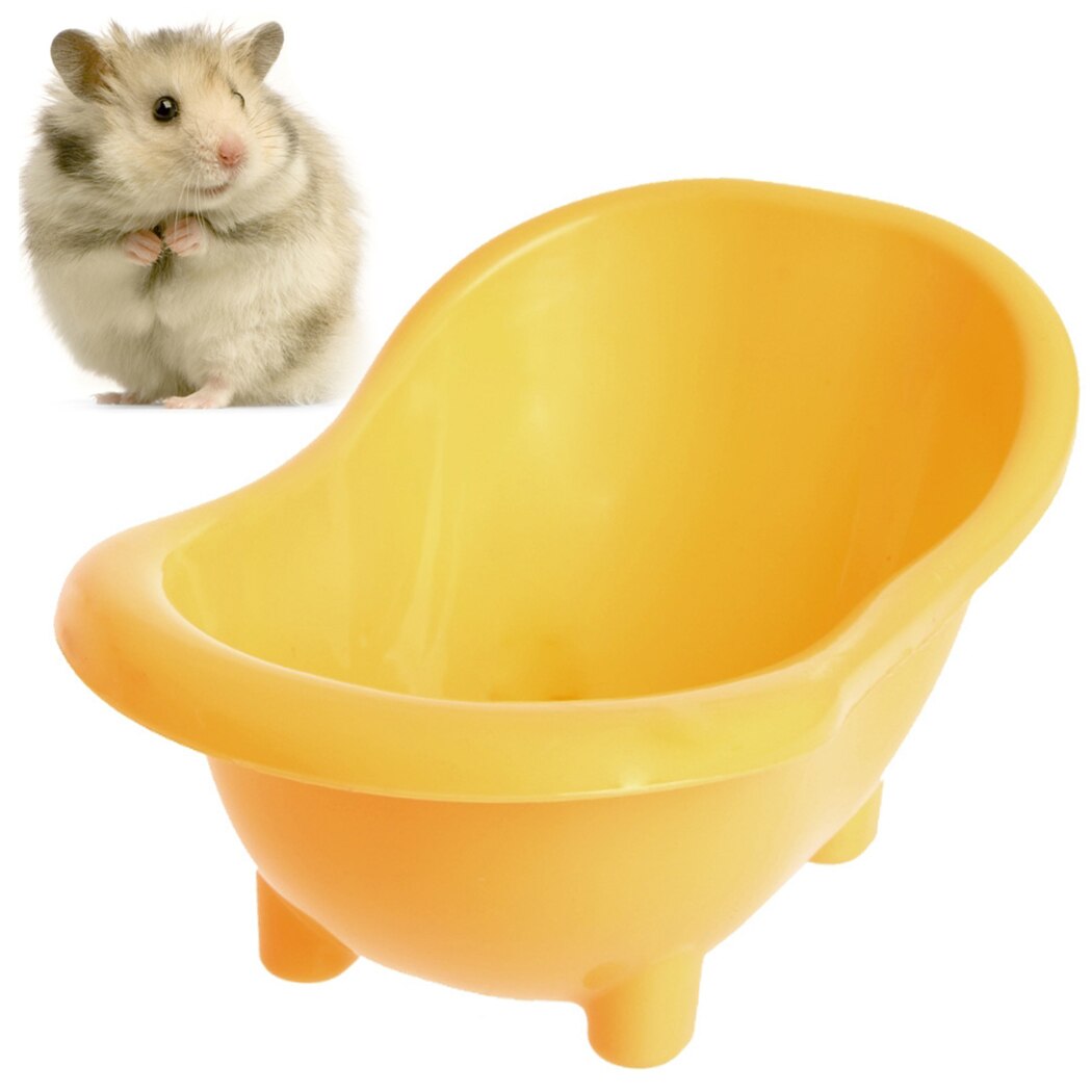 Bañera de hámster para mascotas, Mini bañera portátil para baño de mascotas, baño de arena, bañera de plástico para jerbos, accesorios para Animal PEQUEÑO: Yellow