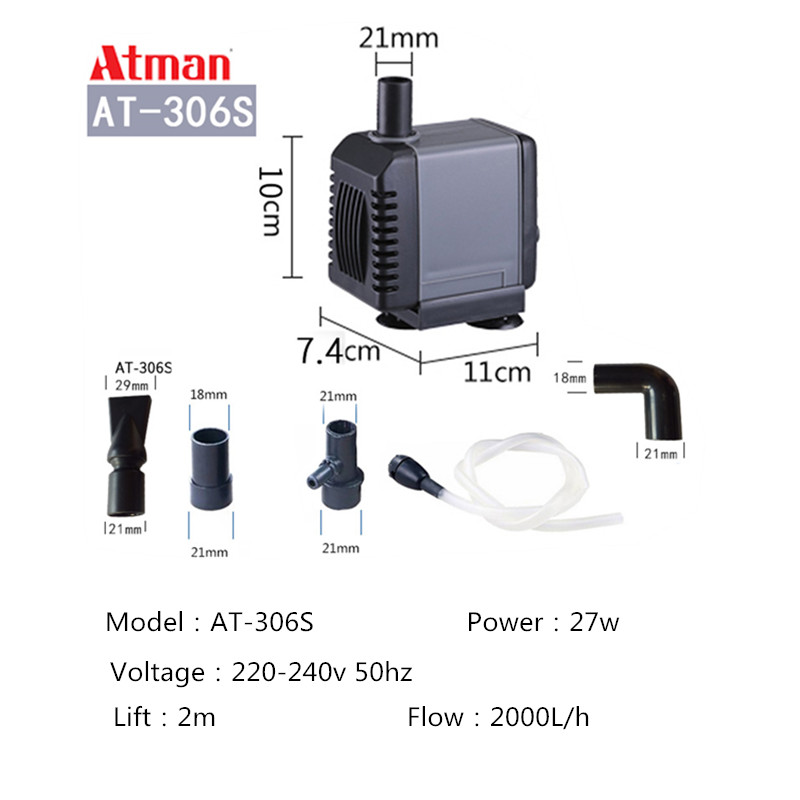 ATman 2.5W 5W 6W 8W 13 27W fishtank waterpump Submersible Water Fountain Pump Filter Fish Pond Aquarium Water Pump Tank Fountain: Blue