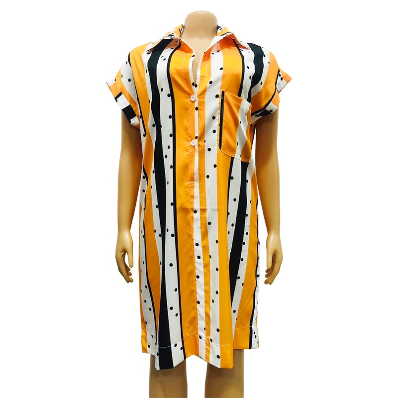 African Dresses For Women Vetement Femme Stripe Print Africa Shirt Dress African Clothes Dashiki Ankara Dresses Ladies