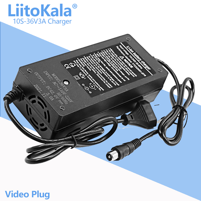LiitoKala 48V 36V 13S 10S 2A 3A 5A Lithium-Ionen-Akku-Ladegerät Universal 42V 54,6V 5A AC DC Netzteiladapter: Blau