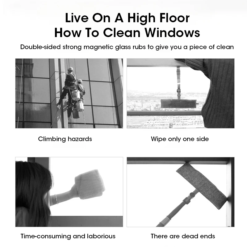 Cepillo limpiador de ventanas magnético de 3-8mm, limpiaparabrisas de doble cara, cepillo para ventanas de vidrio, limpieza especial de ventanas para el hogar