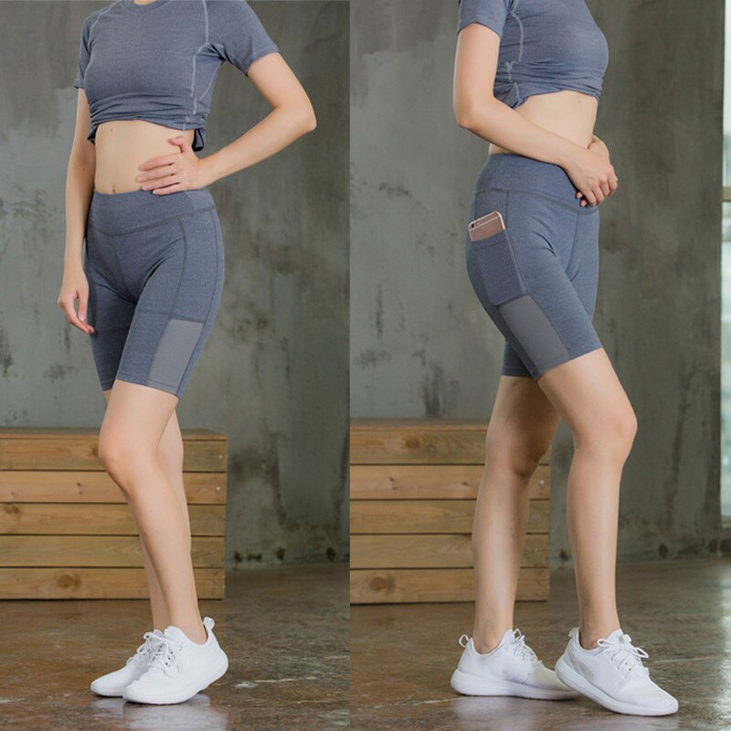 Dame sportsshorts elastiske åndbare sidelommer stramme femte bukser til sport  do2