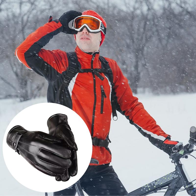 Luvas quentes de inverno luvas de ciclismo para homens tempo frio touchscreen luvas de couro de esqui para ciclismo ao ar livre condução
