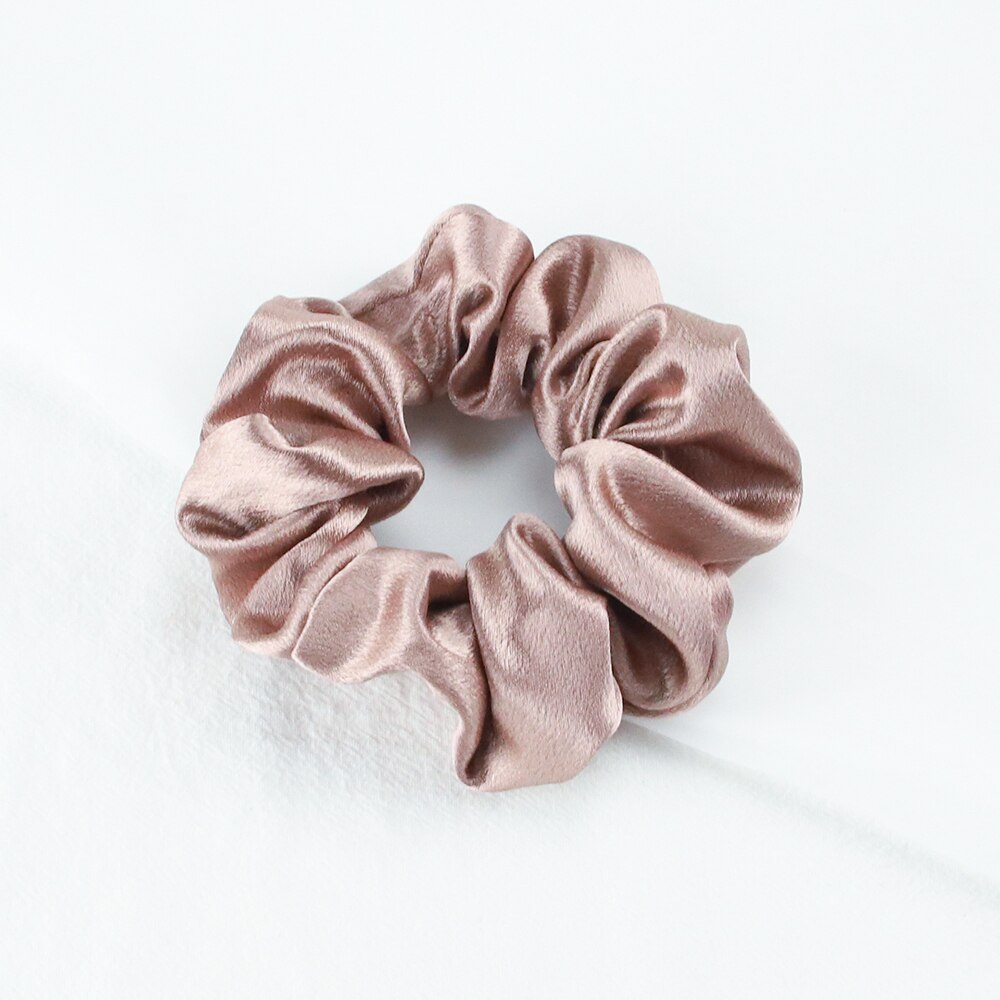 Chouchous en Satin de soie pour femmes et filles, élastique, en caoutchouc, solide, porte-queue de cheval, accessoires de cheveux, à la: Satin brown