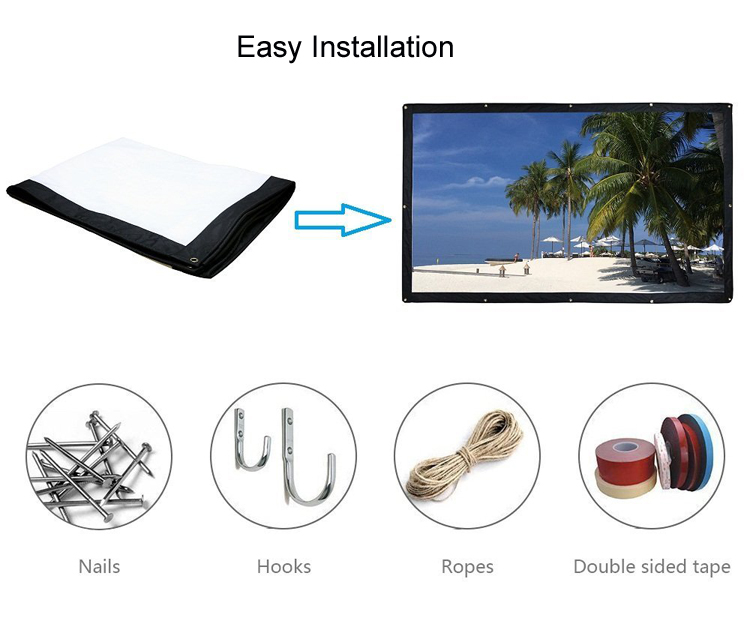 MESEVEN 120 Inches 16:9 Simple Projector Screen Polyester Portable Foldable Front/Rear Non-crease Projection Screen