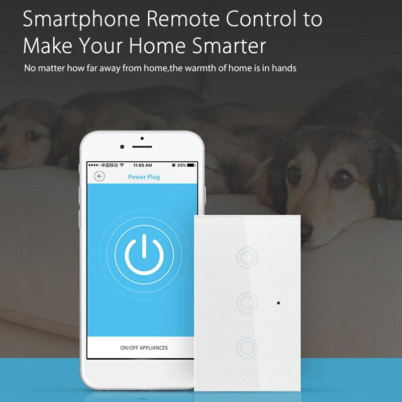 3Gang Press Switch Remote Control Smart Wifi Wall Light Switch Smart Life Tuya APP Work with Alexa Echo Google Home US Plug