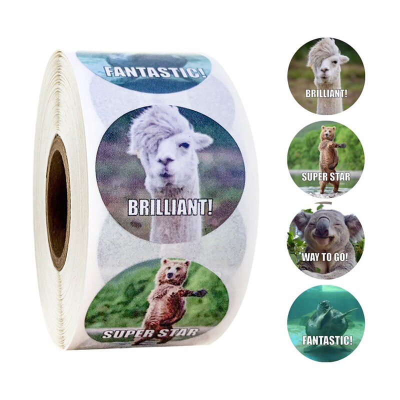 Reward Stickers Encouragement Sticker Roll for Kids Motivational Stickers with Cute Animals for Students Teachers: design 11-500pcs