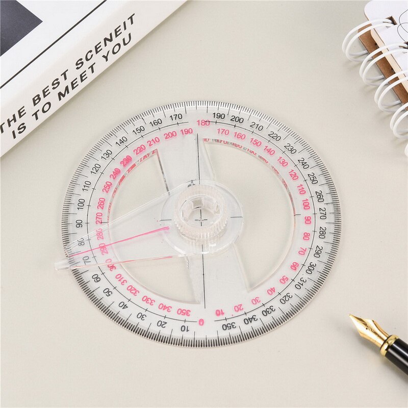 360 Degree Pointer Ruler Protractor Angle Finder Swing Arm for School Office Round Ruler 360 Degree Swing Arm Angle Finder