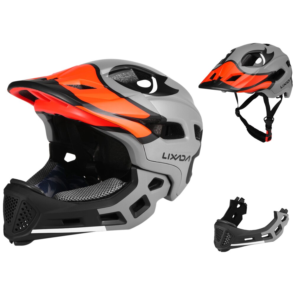 Lixada Kid Mountain Road Mtb Bike Helm Afneembare Pro Bescherming Kinderen Volledige Gezicht Fiets Fietshelm Cascos Ciclismo: Grey