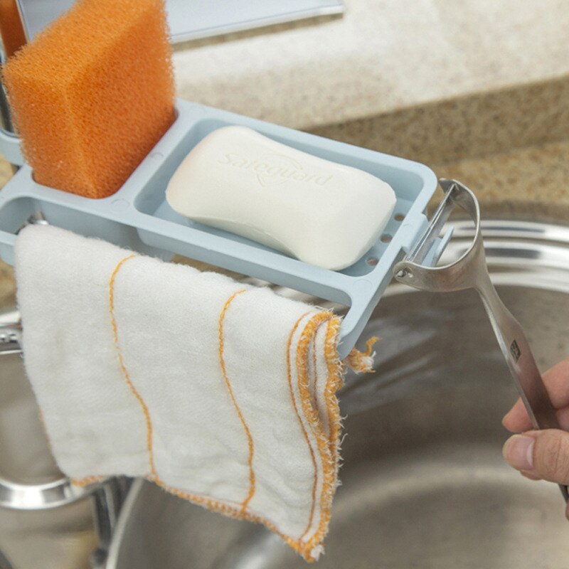 Kitchen Sink Hanging Storage Drain Rack Sink Sponge Rag Drying Rack Bathroom Kitchen Faucet Clip Washcloth Sponge Storage Holder
