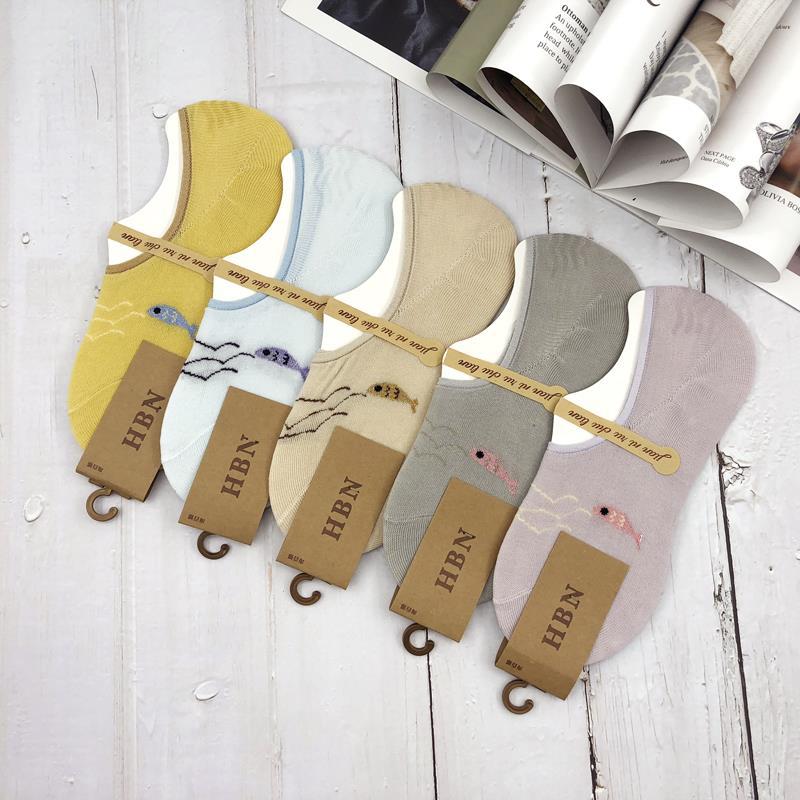 5 par/lot korea sommar tecknat djur kvinnor strumpor kanin katt räv båt strumpor bomull söt kawaii osynliga ankel strumpor: Smt -93-4