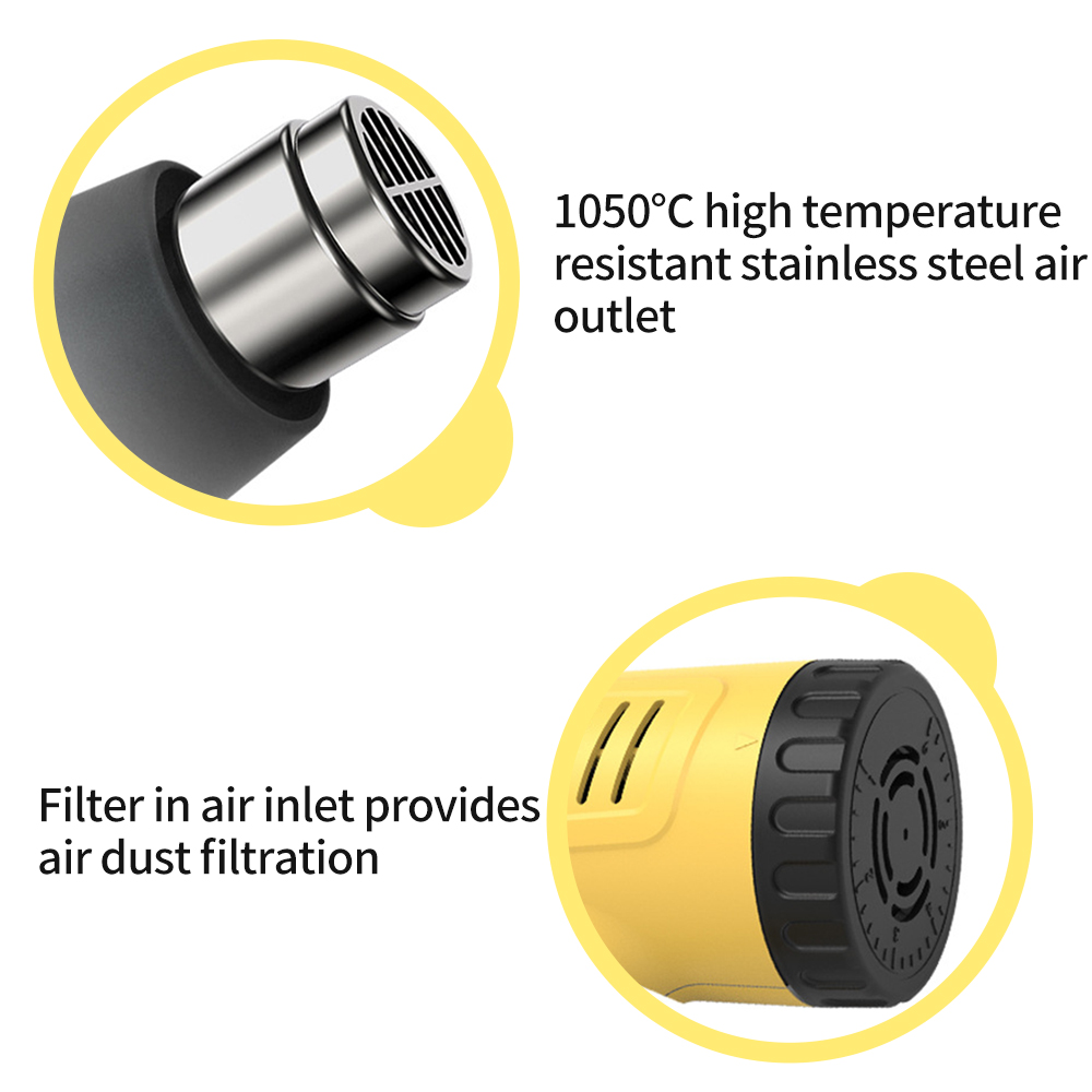 Air Gun 2000W Electronic Heat Gun Portable 300℃/ 600℃ Dual Temperature Handheld Industrial Heat Gun for Heat Shrinkage
