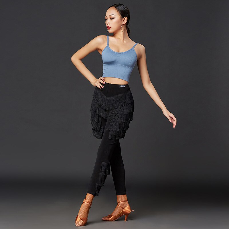 Latin Dance Broek Praktijk Kleding Dans Kleding Prestaties Kleding Kwastje Broek Professionele Bodems Leggings