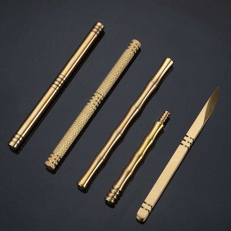 Pure copper tea knife bamboo with cover smooth round dao sifang checker picked tea 6 gentleman accessories andralyn bag store
