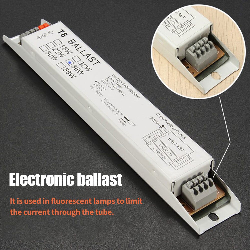 220-240V AC 2x18W 2x36W, Ballast électronique T8 à large tension, lampe fluorescente, Ballast d'énergie à démarrage instantané à large tension