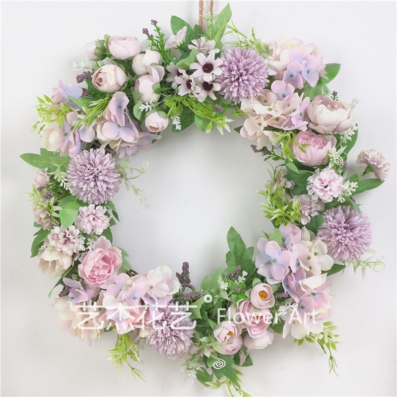 40 Cm Kunstmatige Krans Opknoping Deur Bruiloft Decoratieve Krans Fotografie Prop Window Home Decoratie Bloemen Kerstkrans: Light Purple