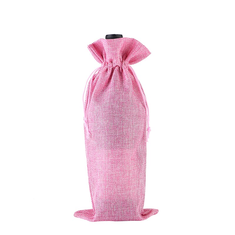 Lniane torby na wino pokrowce na butelki wina ze sznurkiem uchwyt na torebkę wina przewoźnik worek do pakowania dekoracje weselne prezent: As Picture7