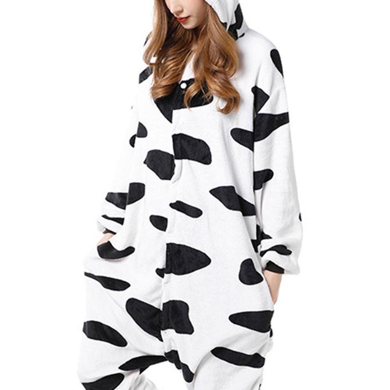 Animal One-piece Pajamas Cartoon Long Sleeves Adult Soft Flannel Funny Sleepwear Women Warm Onepiece Teenagers Jumpsuit O0A4