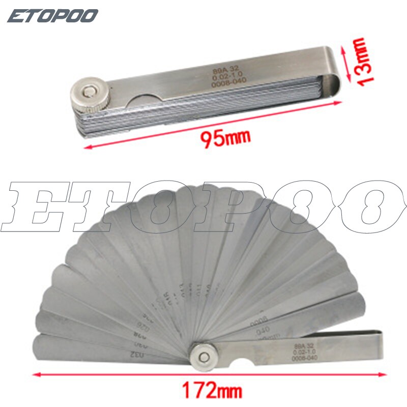 High precision feeler 0.02-1.0mm feeler gauge piece gap gauge thickness gauge feeler piece 32pcs/ set