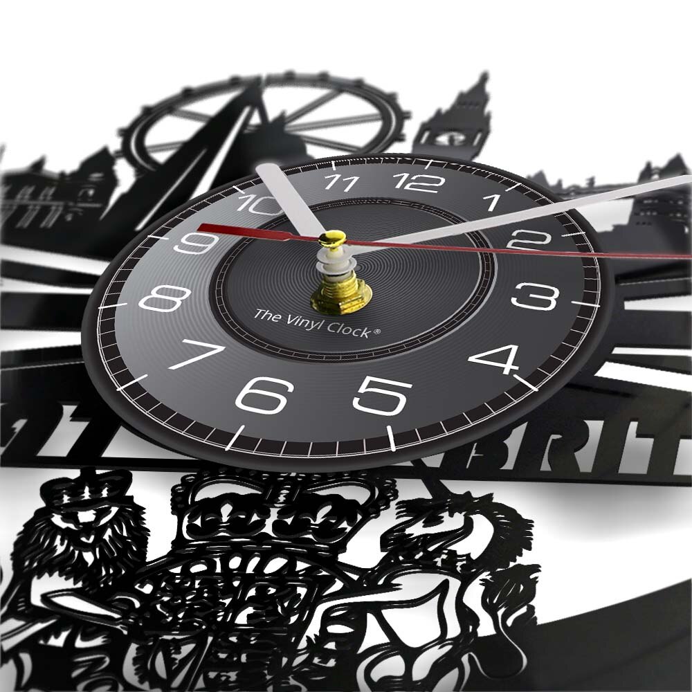 The Great Britain Cityscape LED Backlight Modern Wall Clock London Skyline Landmarks Gramophone Record Wall Watch Vinyl Artwork