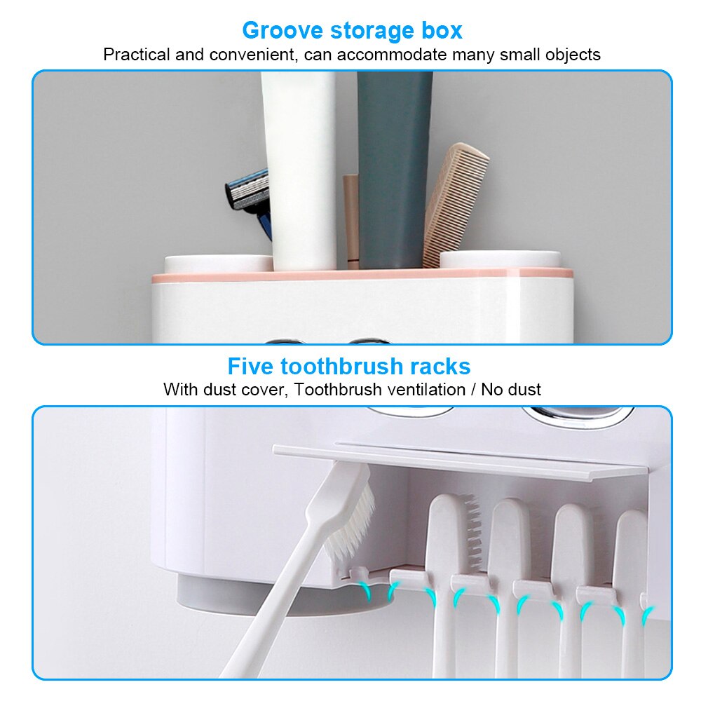 Toothbrush Holder Wall Mounted Automatic Toothpaste Dispenser Toothbrush Toothpaste Cup Storage Toothpaste Squeezers